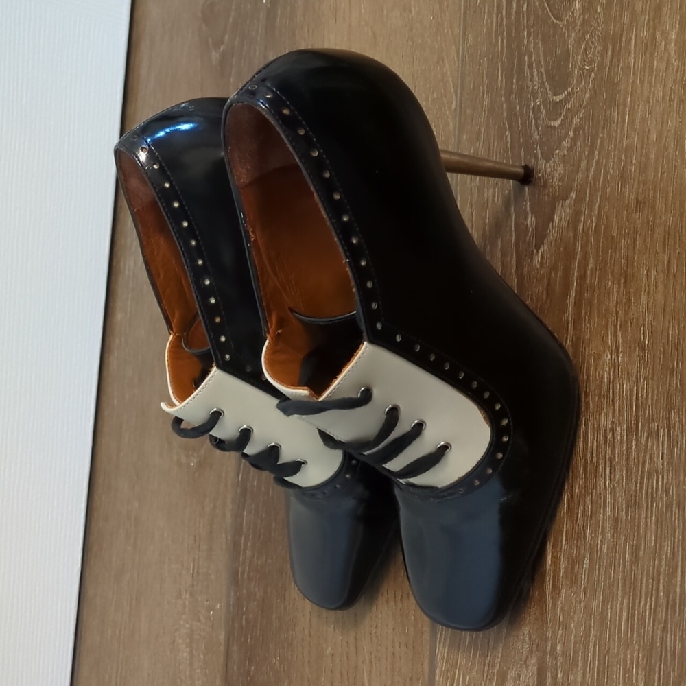 Lanvin Two-Tone Lace-Up Heels